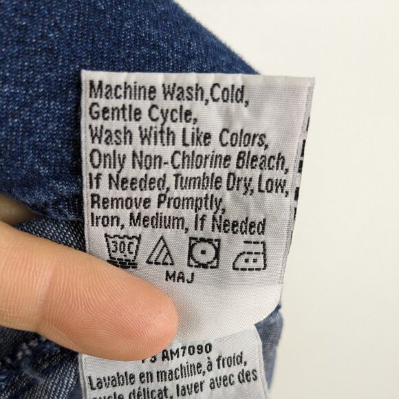 Vintage Columbia Button Up Shirt L Blue Tan Work Workwear 90s Jean Denim Western - Picture 9 of 9